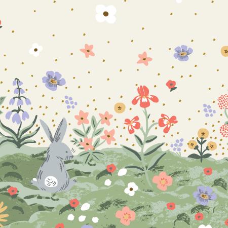 Easter-Spring_Meadow_Cream_Metallic_RP1506-CR2M_Cotton_Fabric