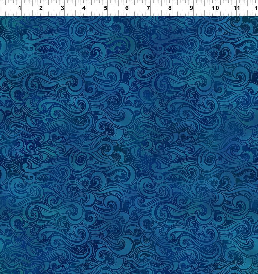 Wonders_Of_The_Ocean-Waves_Dark_Blue_10WO-2_Cotton_Fabric